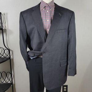 JOS A BANK Gordon Men's Sport Coat Blazer Two‎ Button Gray Plaid Wool 50R NEW